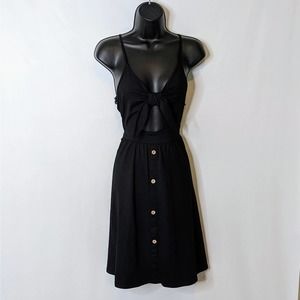 VotePretty Black Knit Knee Length Sun Dress with Peekaboo Top Size S NWT